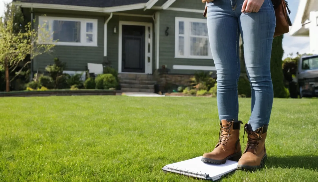 Homeowner checking a yard for wet spots near a septic area